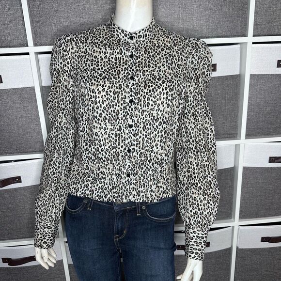 LUSH Cheetah Print Long Sleeve Blouse Size Small - Picture 1 of 12